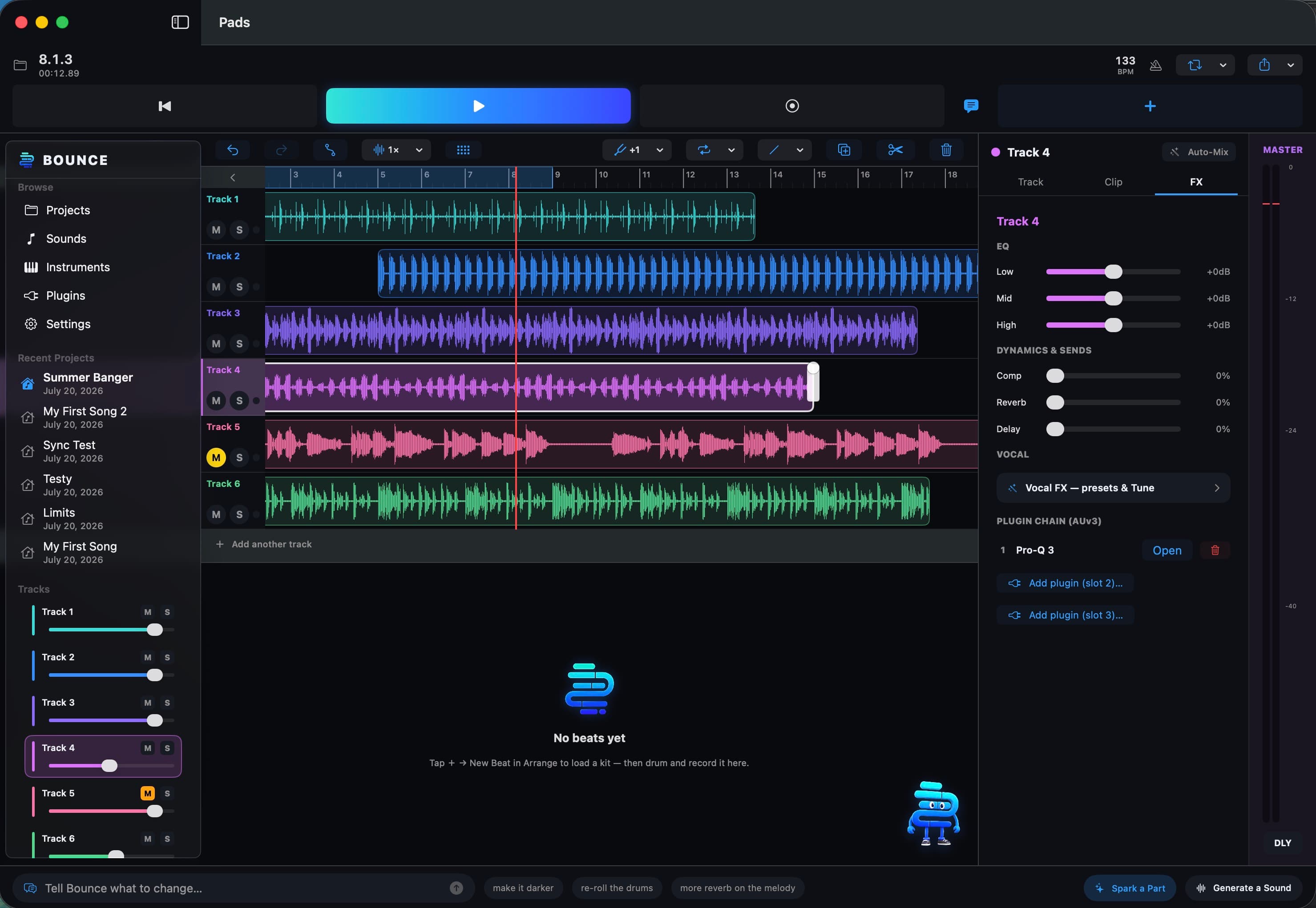 Bounce for Mac — studio interface
